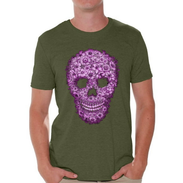 love and death mens t shirt flower skull S-3XL